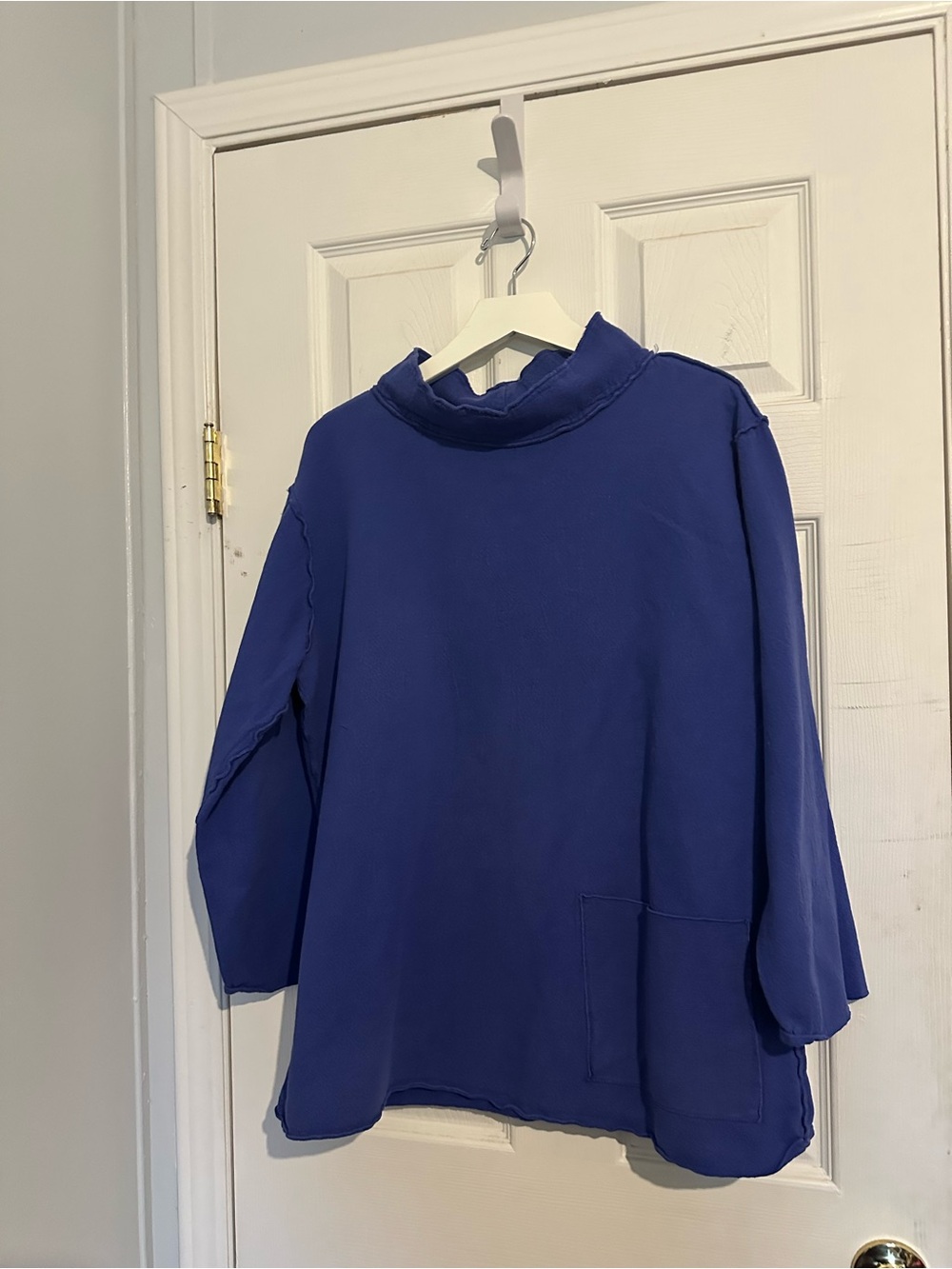 Seabreeze of California Soft Funnel Neck Sapphire Blue Pullover